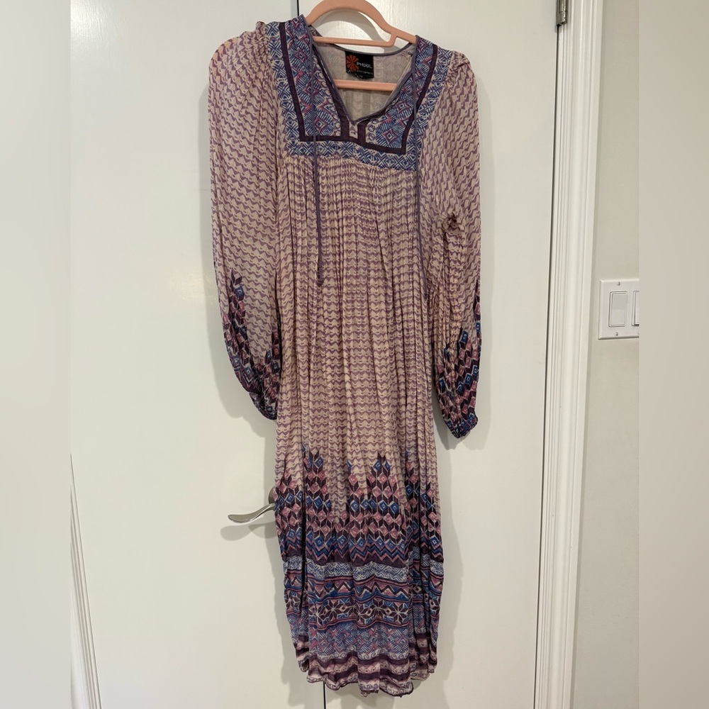 Vintage Indian cotton Phool Purple Cotton dress